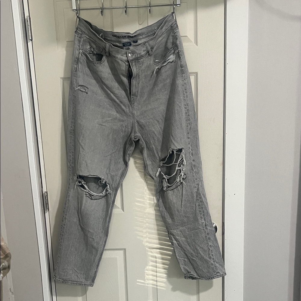 American Eagle Outfitters Gray Distressed Boyfriend Jeans